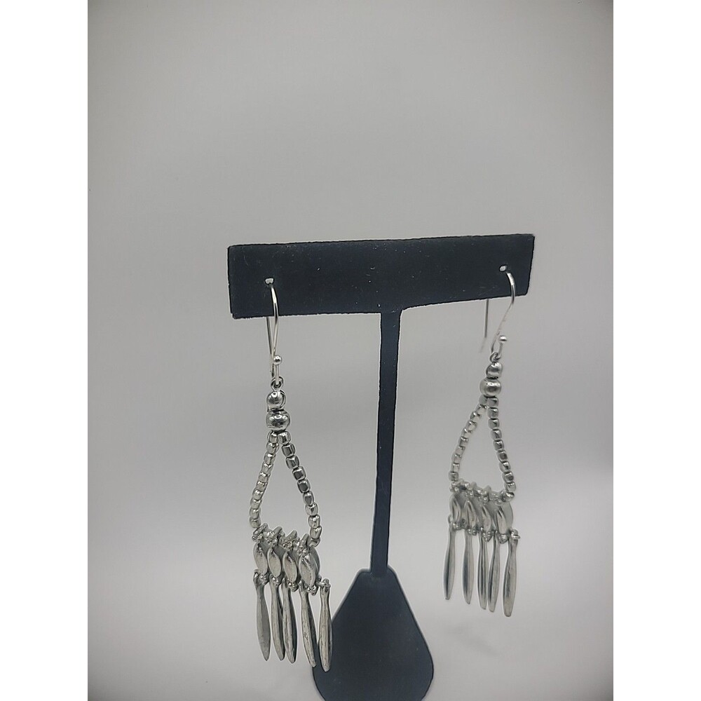 Vintage Earrings Pierced Silver‎ Tone Drop Dangle Jewelry Costume